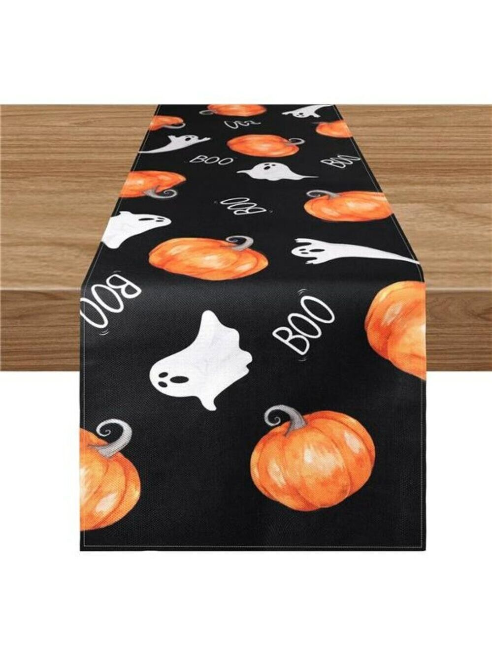 Halloween table runner ghost pumpkin black holiday party dining room decor 72 in